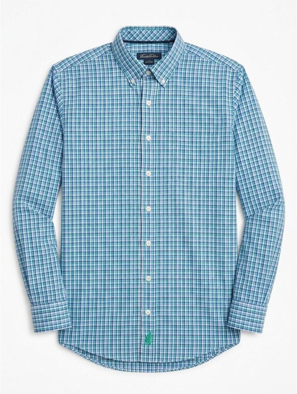 johnnie-O Men’s L Blue Green Plaid Button-Down Shirt Embroidered Logo Golf